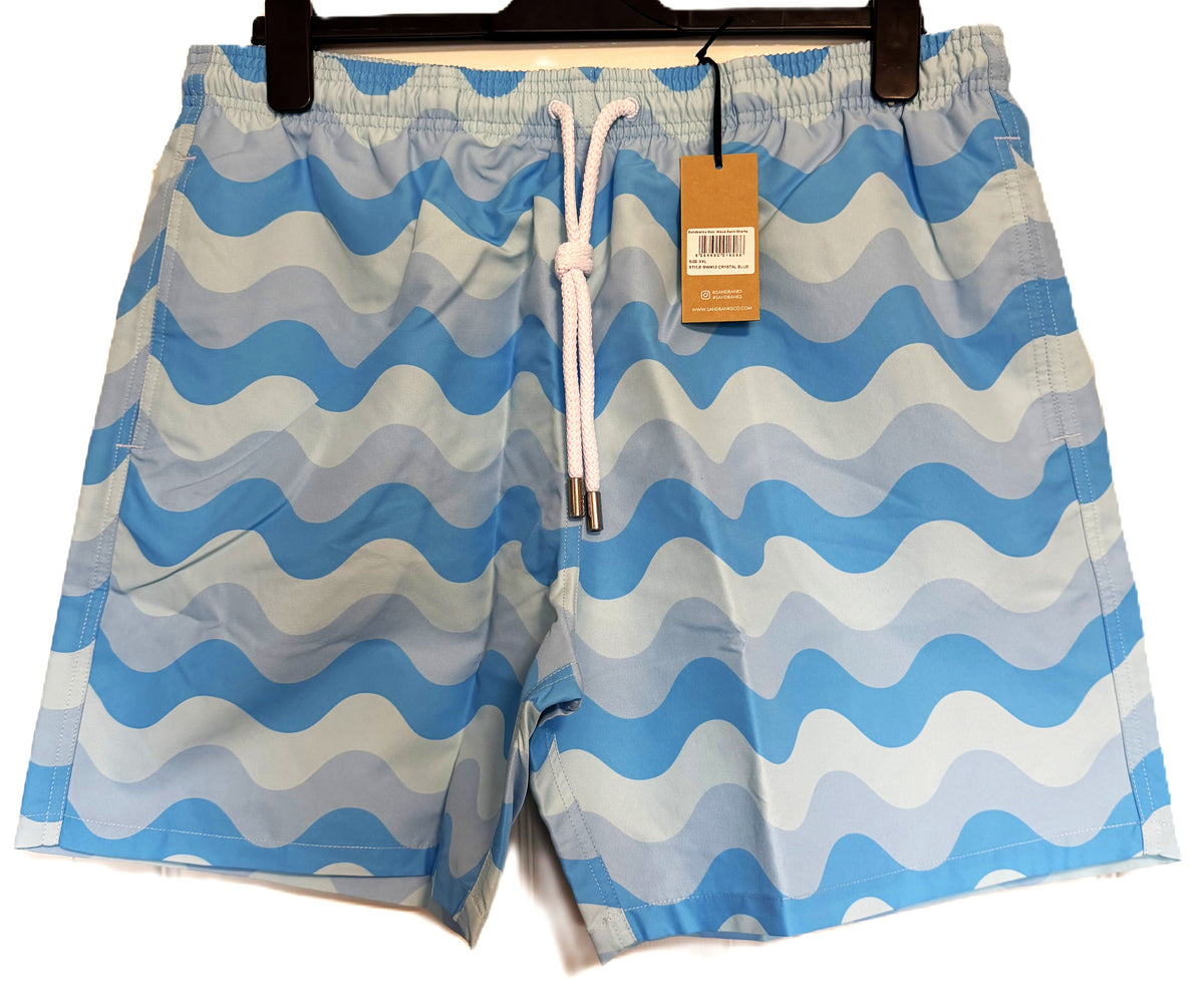 SANDBANKS GEOMETRIC WAVE SWIM SHORTS CRYSTAL BLUE RRP £135 BNWT