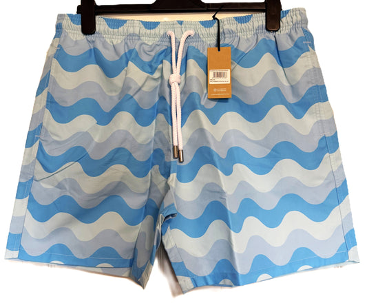 SANDBANKS GEOMETRIC WAVE SWIM SHORTS CRYSTAL BLUE RRP £135 BNWT