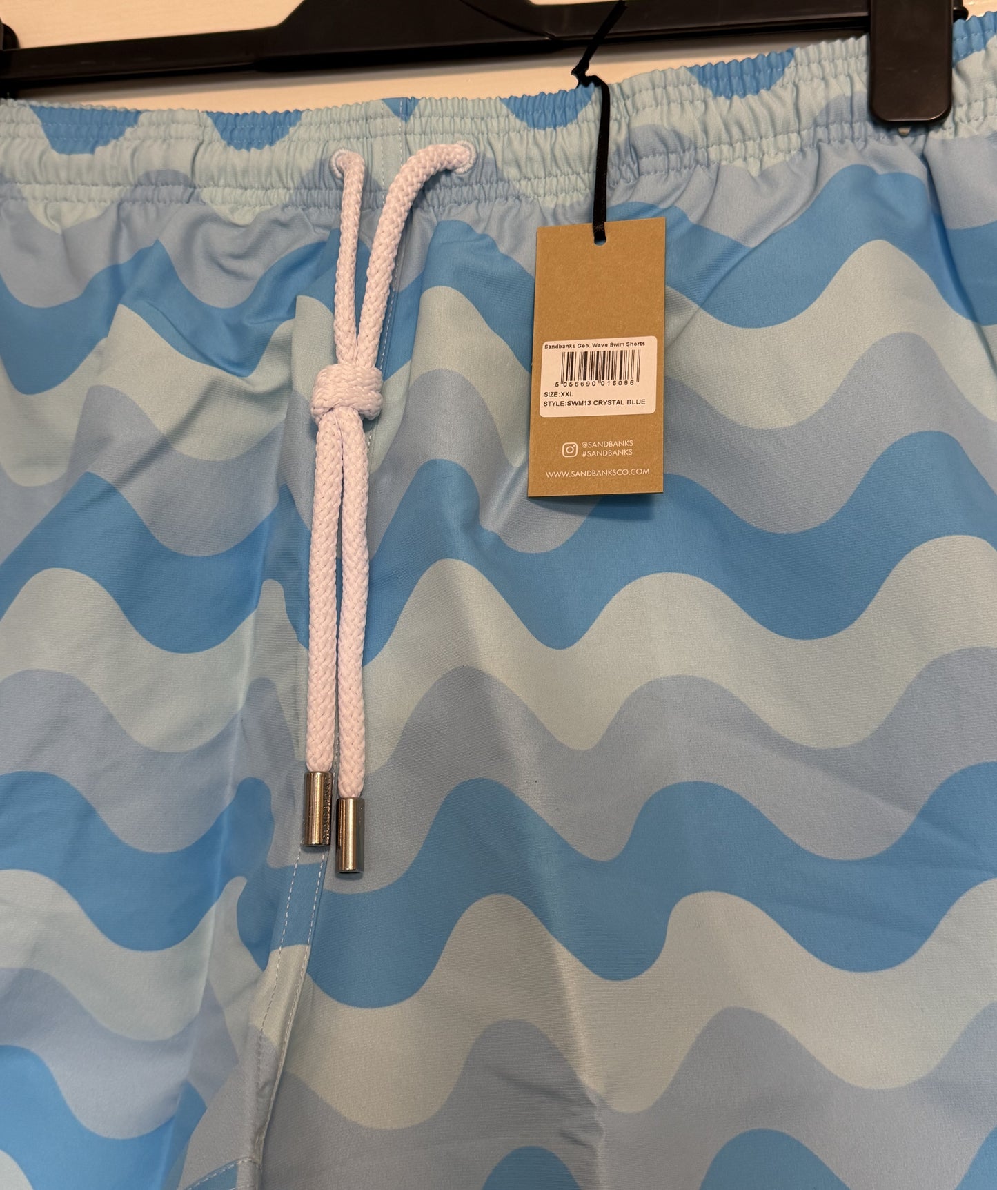 SANDBANKS GEOMETRIC WAVE SWIM SHORTS CRYSTAL BLUE RRP £135 BNWT