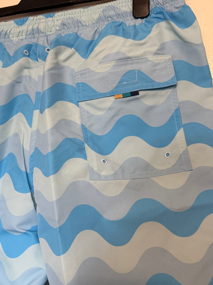 SANDBANKS GEOMETRIC WAVE SWIM SHORTS CRYSTAL BLUE RRP £135 BNWT