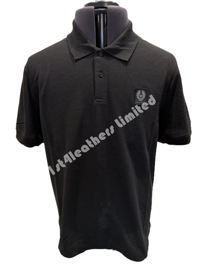 BELSTAFF STEWARTON PIQUE COTTON POLO SHIRT BLACK RRP £95 BNWT