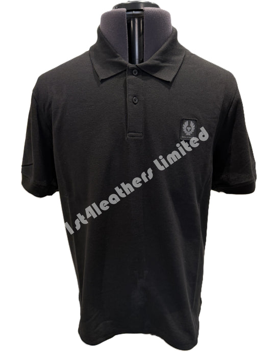 BELSTAFF STEWARTON PIQUE COTTON POLO SHIRT BLACK RRP £95 BNWT
