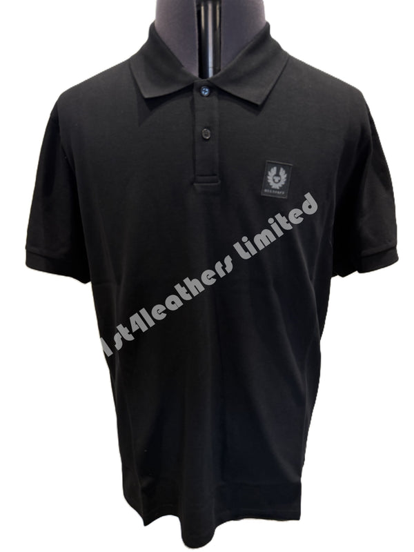 BELSTAFF PHOENIX PATCH PIQUE COTTON POLO SHIRT BLACK RRP £95 BNWT
