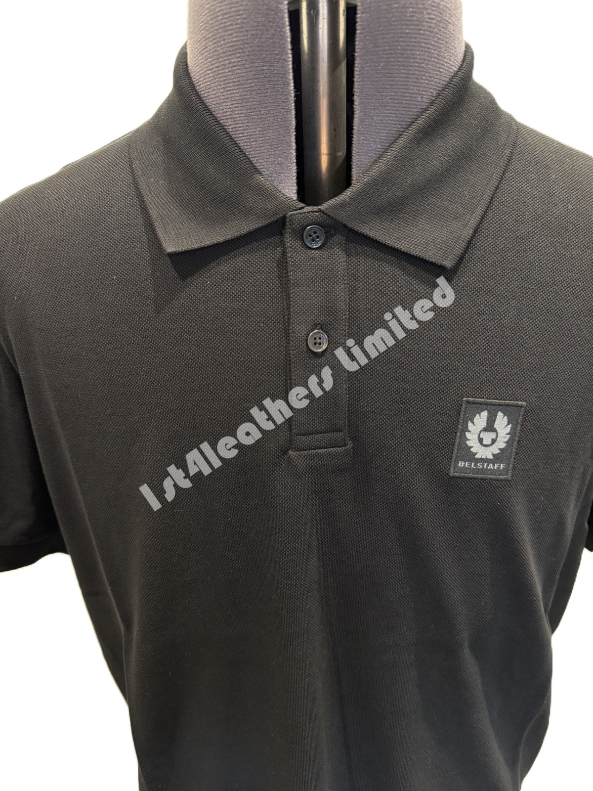 BELSTAFF PHOENIX PATCH PIQUE COTTON POLO SHIRT BLACK RRP £95 BNWT