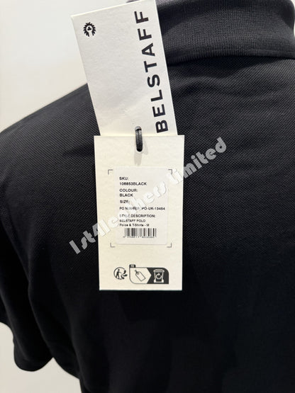 BELSTAFF PHOENIX PATCH PIQUE COTTON POLO SHIRT BLACK RRP £95 BNWT