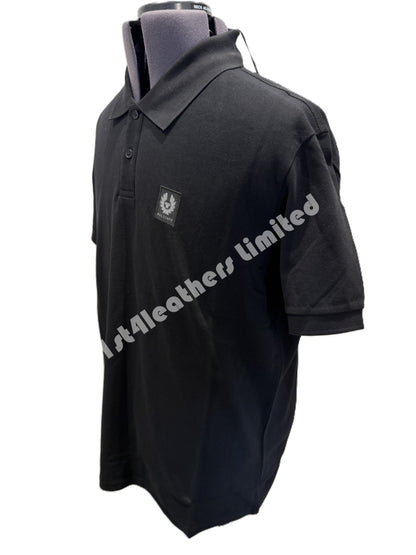 BELSTAFF PHOENIX PATCH PIQUE COTTON POLO SHIRT BLACK RRP £95 BNWT