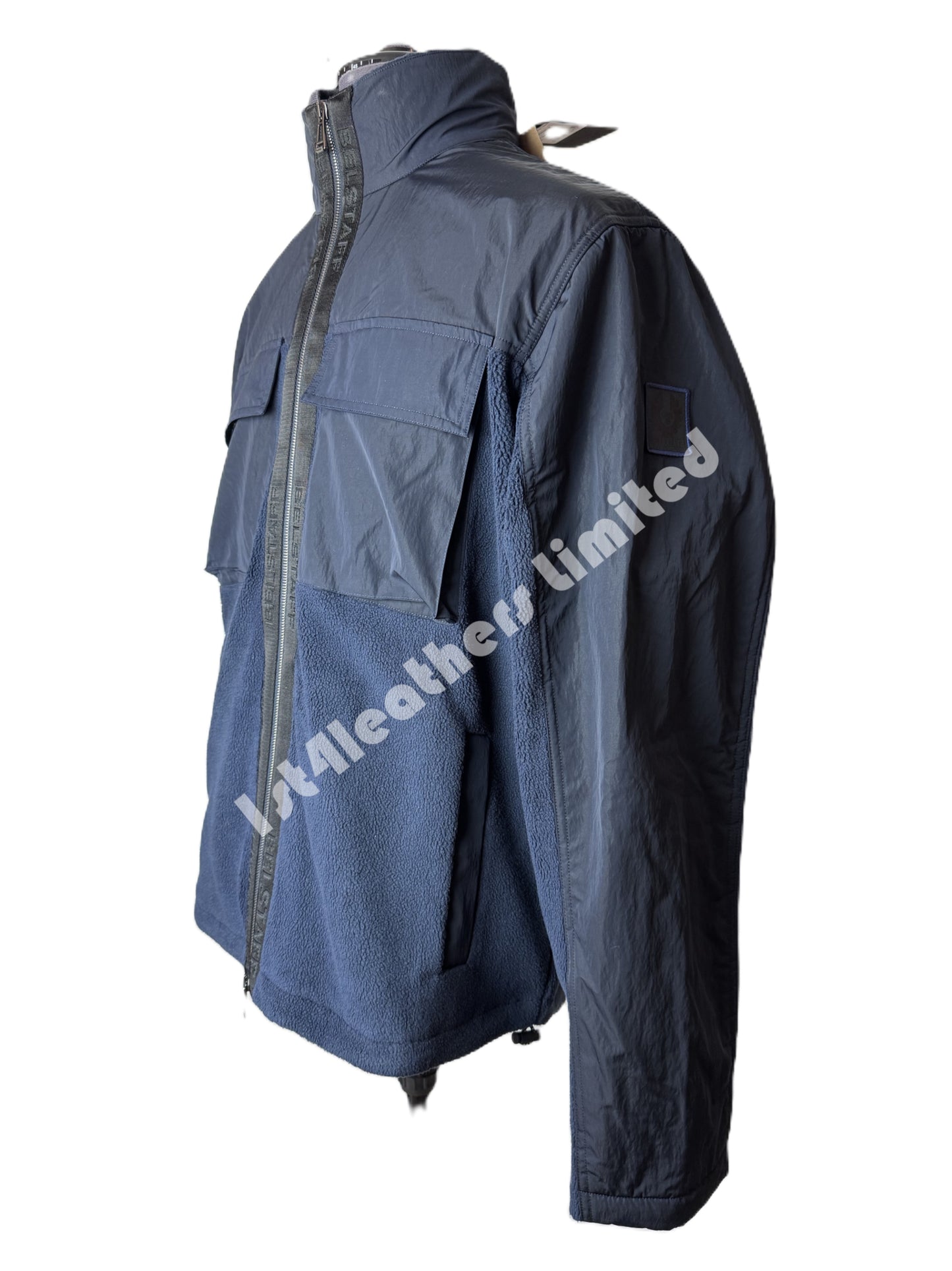 Belstaff Halstead Multi Media Fleece Jacket in Dark Ink Navy