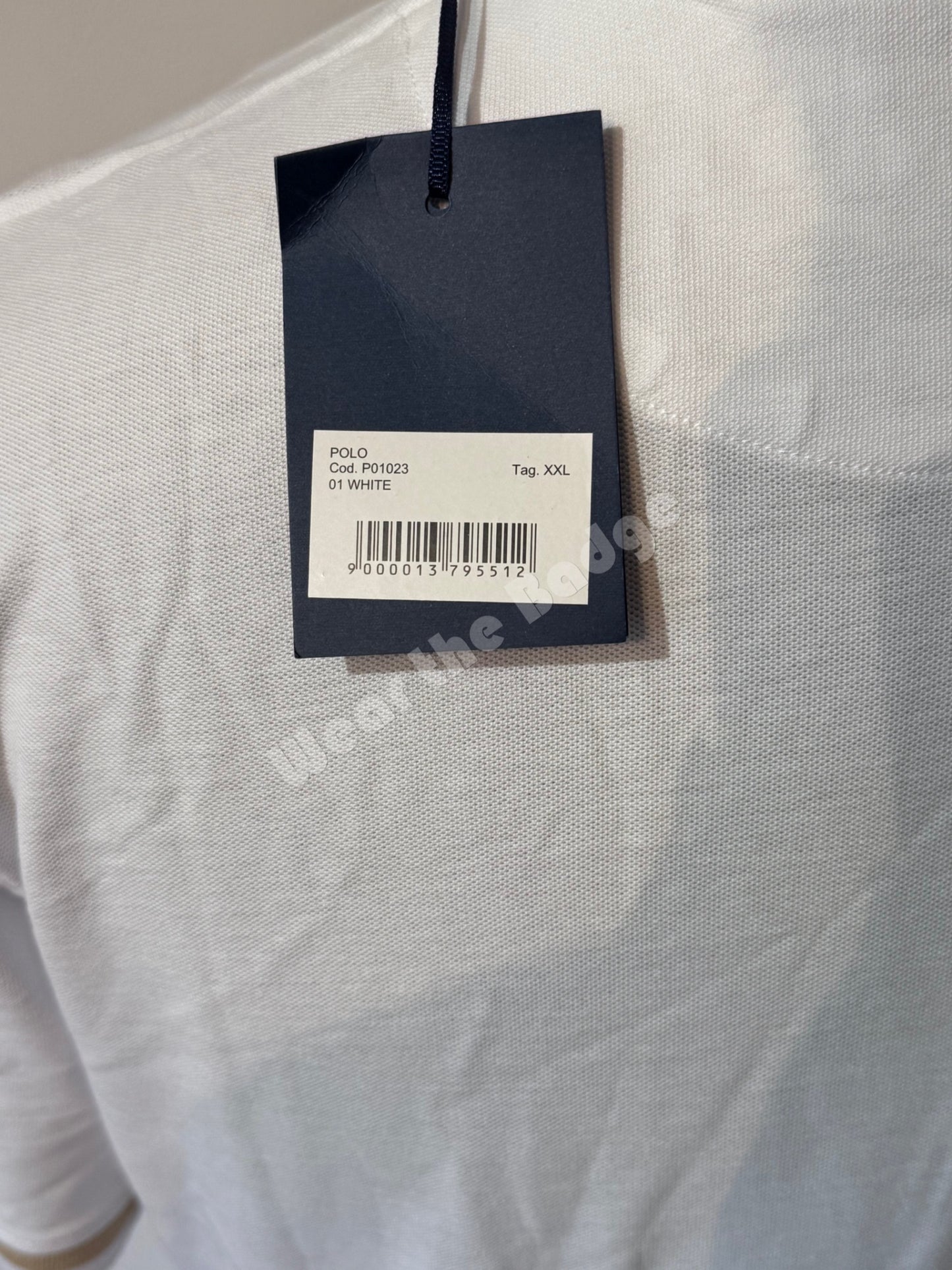 AQUASCUTUM PIQUE COTTON CREST LOGO POLO SHIRT WHITE 2XL RRP £110 BNWT