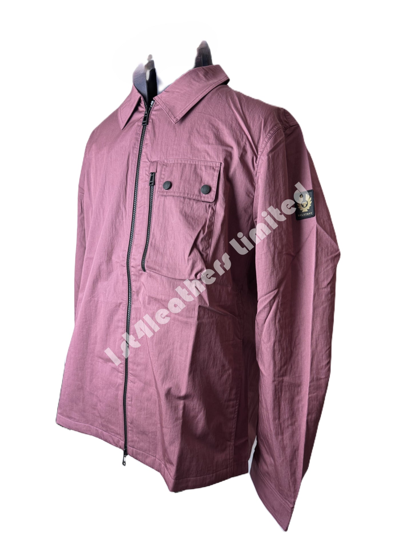 BELSTAFF RAIL COTTON BLEND GABARDINE OVERSHIRT IN MULBERRY RRP £250