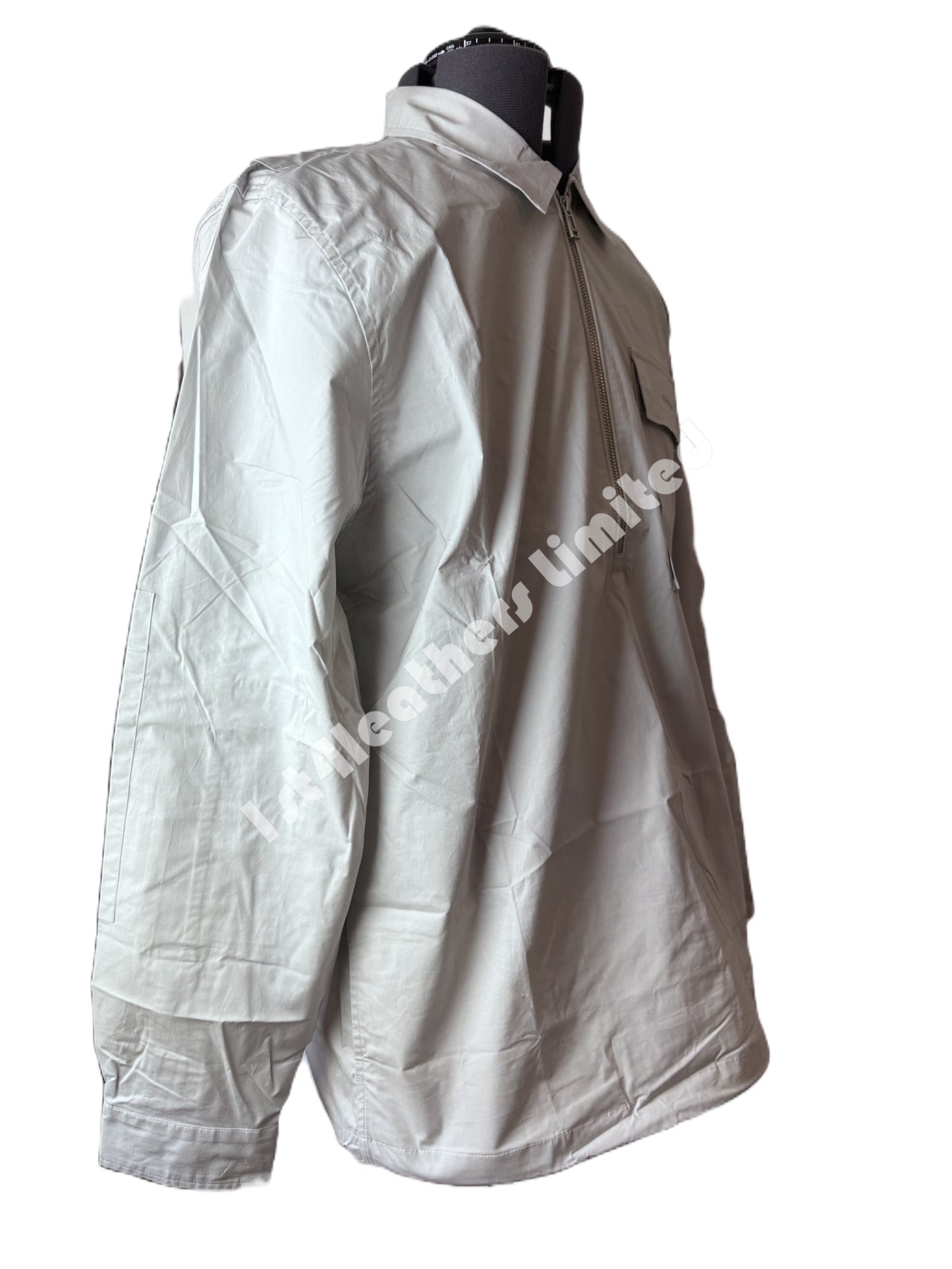 Belstaff Tack Quarter Zip Overshirt in Pearl Grey