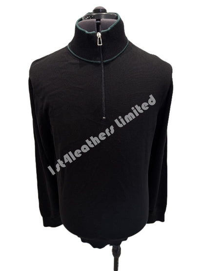 PAUL SMITH PS ORGANIC COTTON HALF ZIP JUMPER BLACK LARGE RRP £155 BNWT