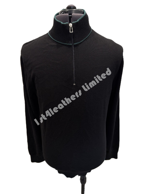 PAUL SMITH PS ORGANIC COTTON HALF ZIP JUMPER BLACK LARGE RRP £155 BNWT