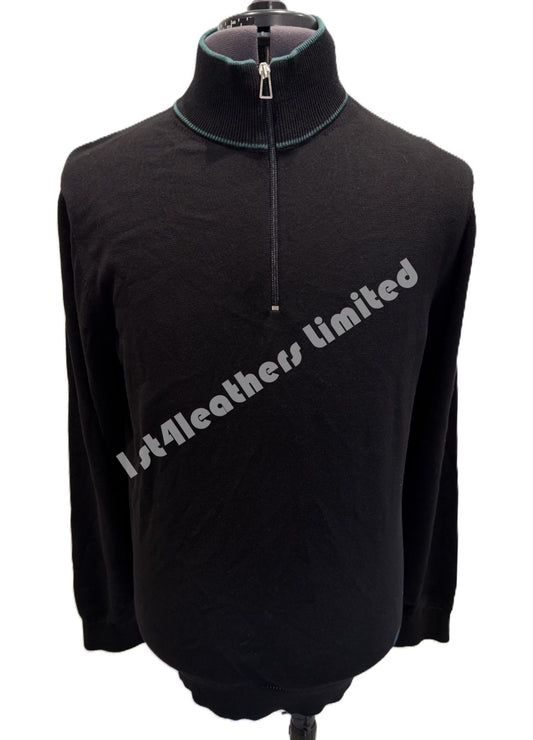 PAUL SMITH PS ORGANIC COTTON HALF ZIP JUMPER BLACK RRP £155 BNWT