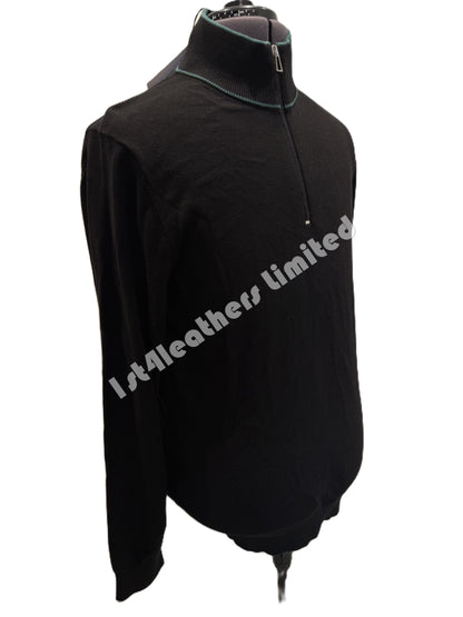 PAUL SMITH PS ORGANIC COTTON HALF ZIP JUMPER BLACK LARGE RRP £155 BNWT