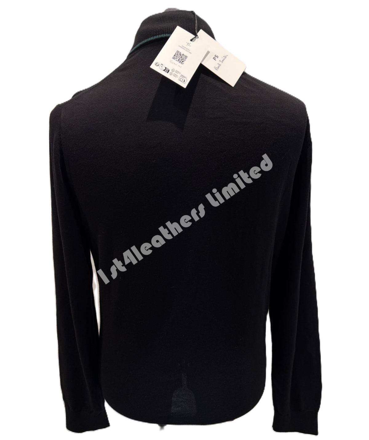 PAUL SMITH PS ORGANIC COTTON HALF ZIP JUMPER BLACK LARGE RRP £155 BNWT