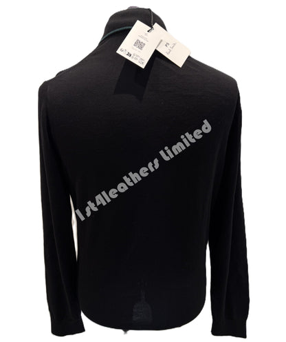 PAUL SMITH PS ORGANIC COTTON HALF ZIP JUMPER BLACK LARGE RRP £155 BNWT