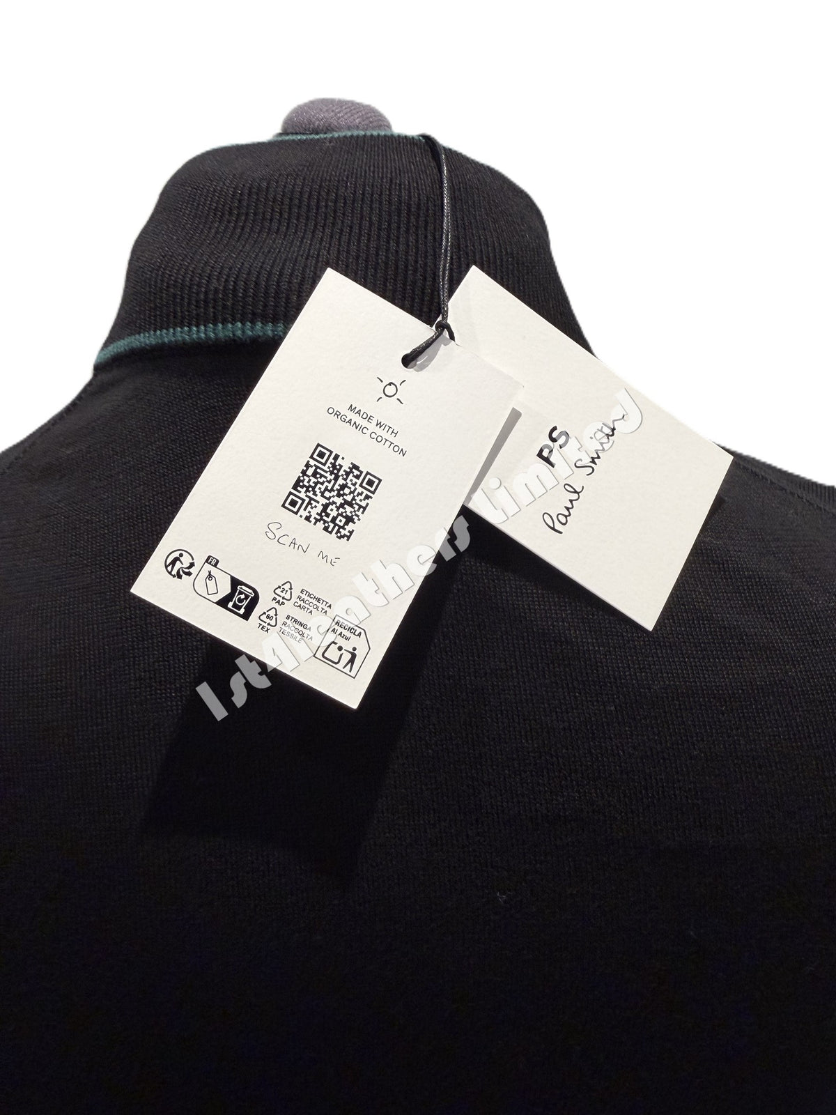 PAUL SMITH PS ORGANIC COTTON HALF ZIP JUMPER BLACK LARGE RRP £155 BNWT