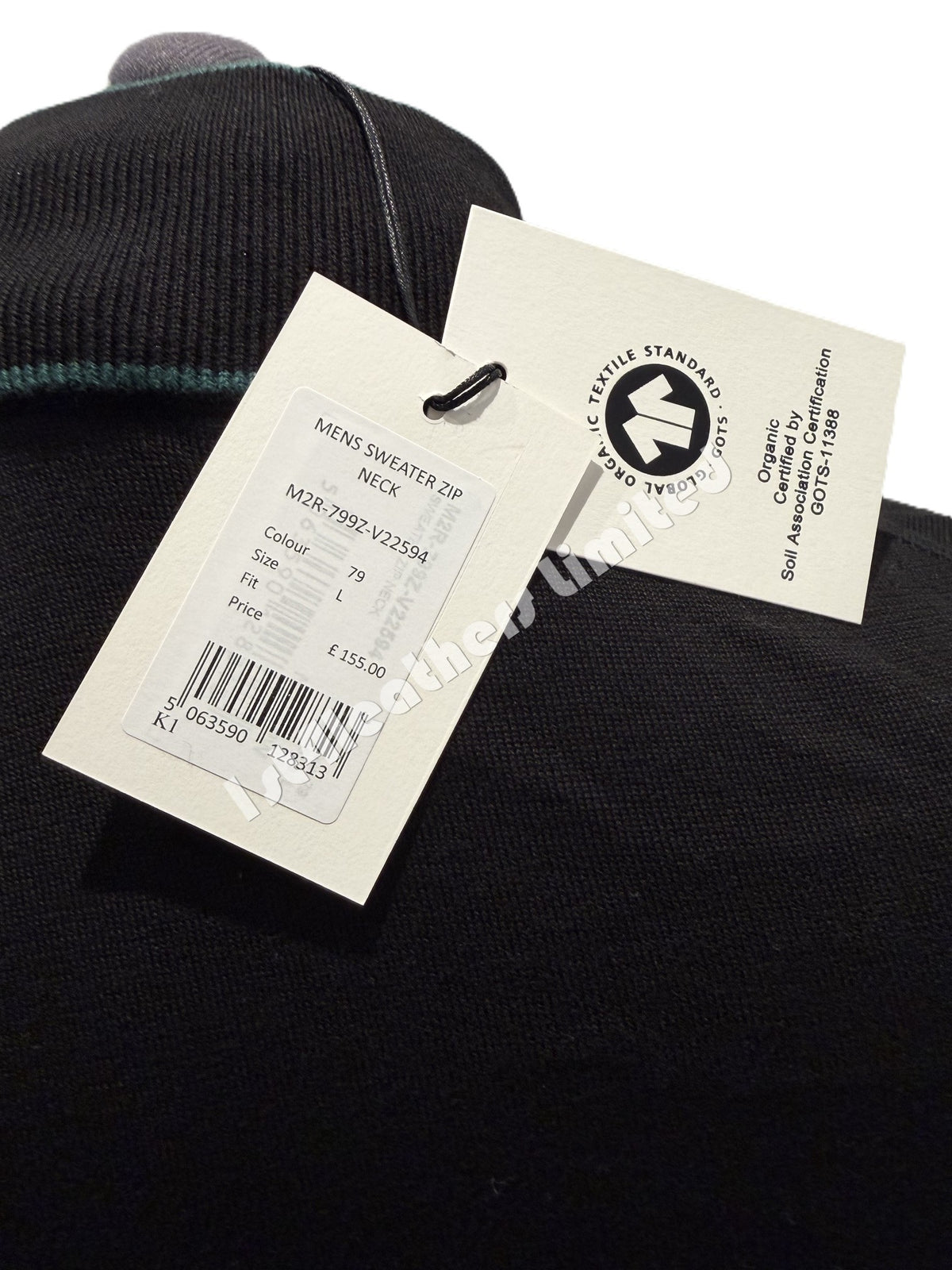 PAUL SMITH PS ORGANIC COTTON HALF ZIP JUMPER BLACK LARGE RRP £155 BNWT