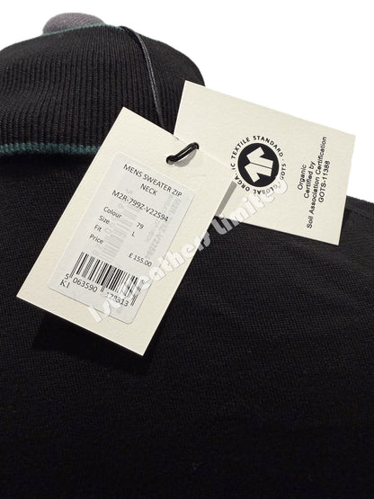 PAUL SMITH PS ORGANIC COTTON HALF ZIP JUMPER BLACK LARGE RRP £155 BNWT