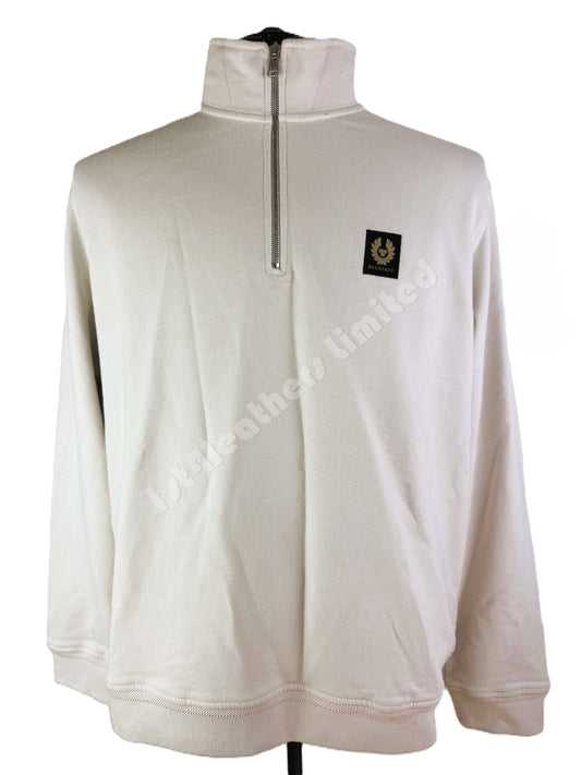 BELSTAFF QUARTER ZIP COTTON FLEECE SWEATSHIRT IN MOONBEAM 3XL RRP £160 BNWT