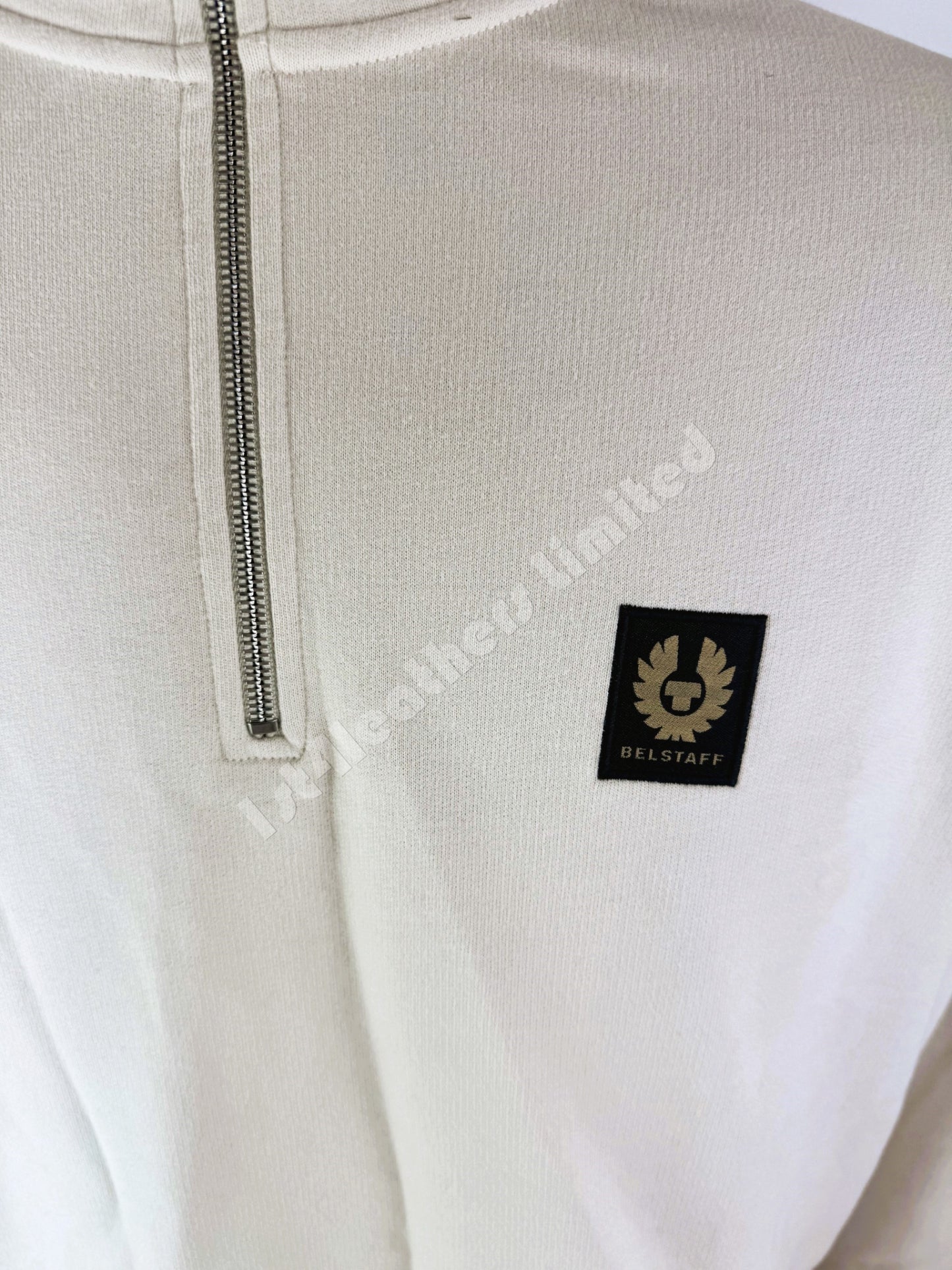 BELSTAFF QUARTER ZIP COTTON FLEECE SWEATSHIRT IN MOONBEAM 3XL RRP £160 BNWT