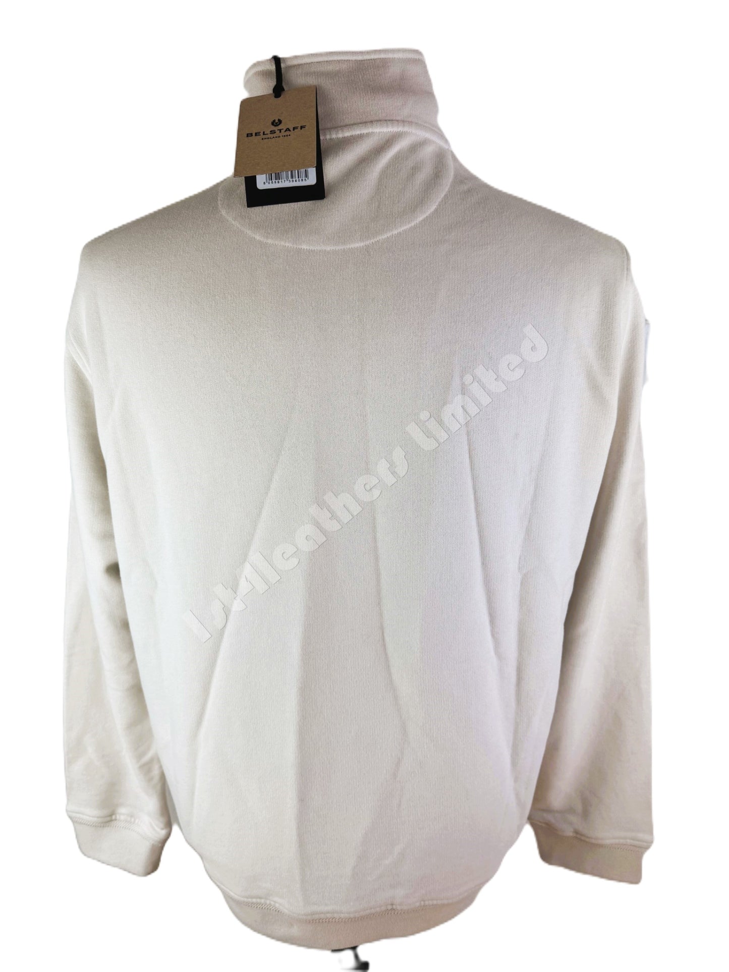 BELSTAFF QUARTER ZIP COTTON FLEECE SWEATSHIRT IN MOONBEAM 3XL RRP £160 BNWT