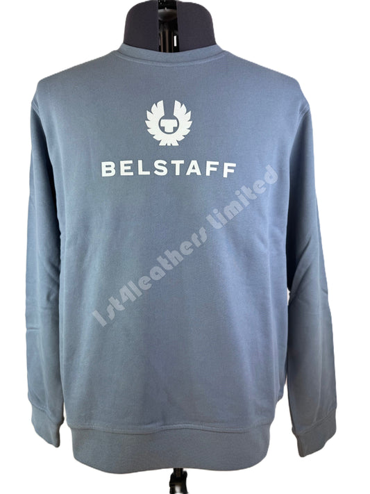 BELSTAFF SIGNATURE CREW NECK SWEATSHIRT JUMPER IN BLUE FLINT RRP £135 BNWT