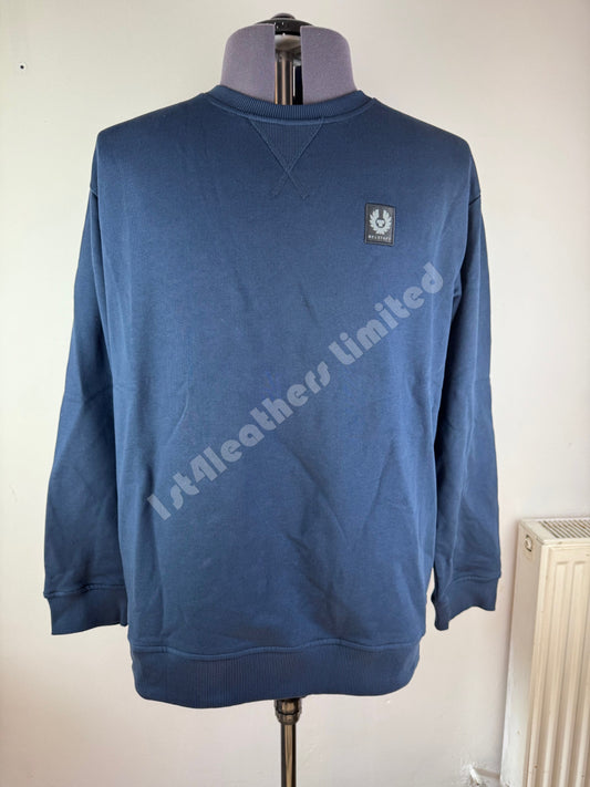 BELSTAFF JEFFERSON OVERSIZED COTTON FLEECE CREW NECK SWEATSHIRT IN DEEP NAVY RRP £150 BNWT