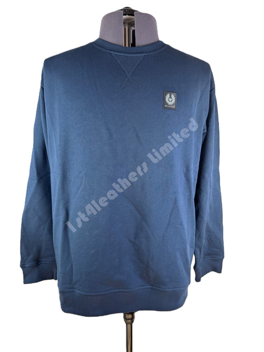 BELSTAFF JEFFERSON OVERSIZED COTTON FLEECE CREW NECK SWEATSHIRT IN DEEP NAVY RRP £150 BNWT