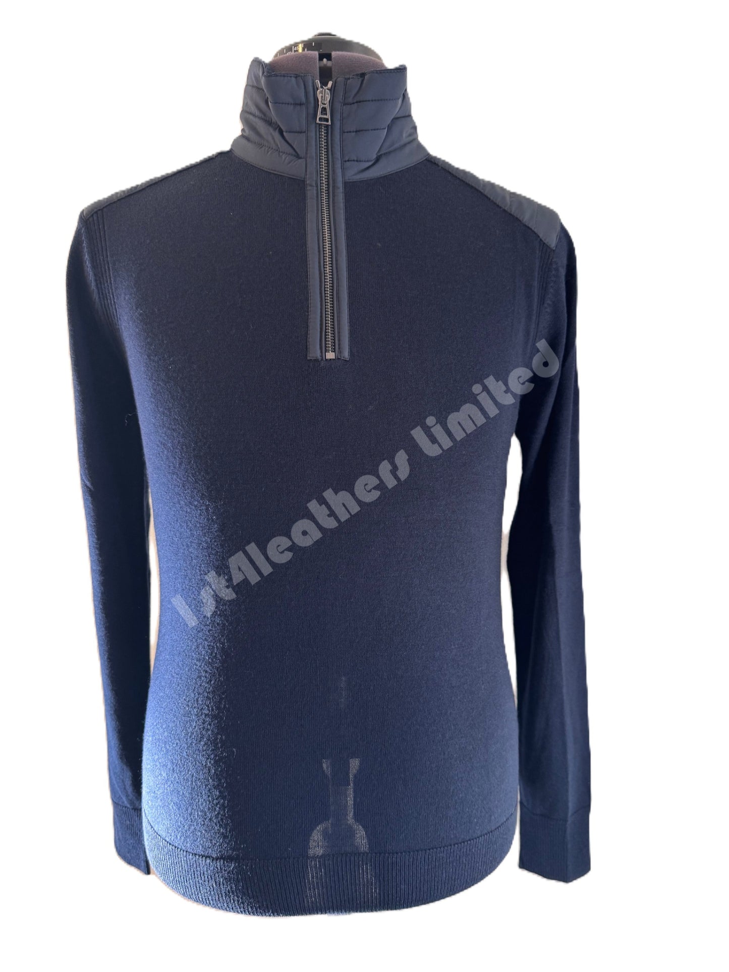 BELSTAFF KILMINGTON QUARTER ZIP MERINO WOOL JUMPER WASHED NAVY RRP £195 BNWT