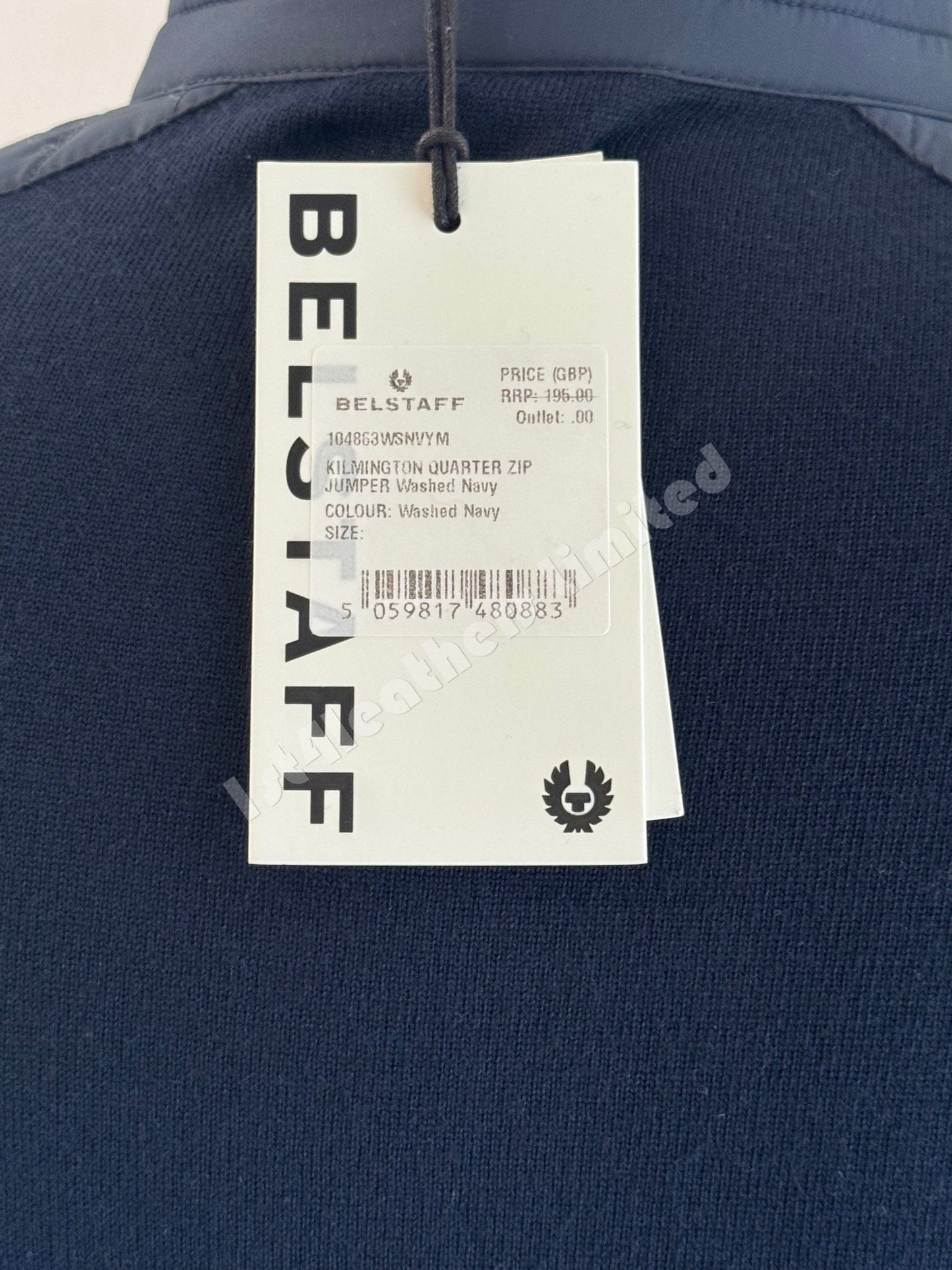 BELSTAFF KILMINGTON QUARTER ZIP MERINO WOOL JUMPER WASHED NAVY RRP £195 BNWT