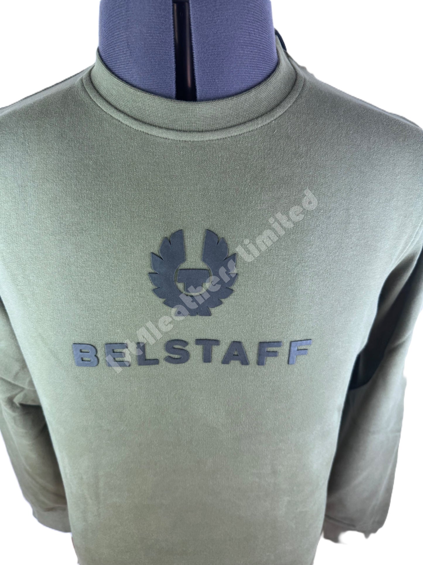 BELSTAFF SIGNATURE CREW NECK COTTON SWEATSHIRT TRUE OLIVE MEDIUM RRP £135 BNWT