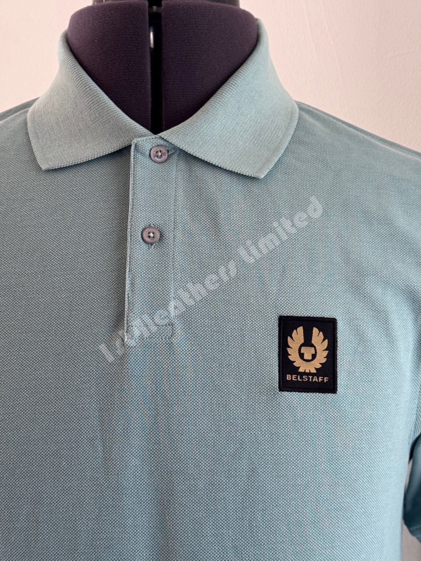 BELSTAFF PIQUE COTTON POLO SHIRT OIL BLUE MEDIUM RRP £95 BNWT