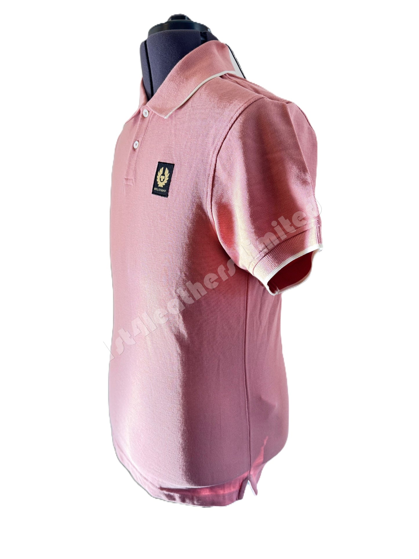 BELSTAFF TIPPED PIQUE COTTON POLO SHIRT RUST PINK SMALL RRP £110 BNWT