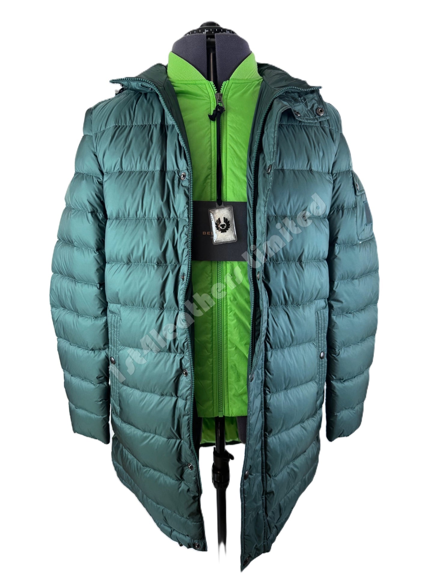 BELSTAFF STADIA DOWN HOOD PUFFA PARKA JACKET COAT ATLAS GREEN RRP £450 BNWT