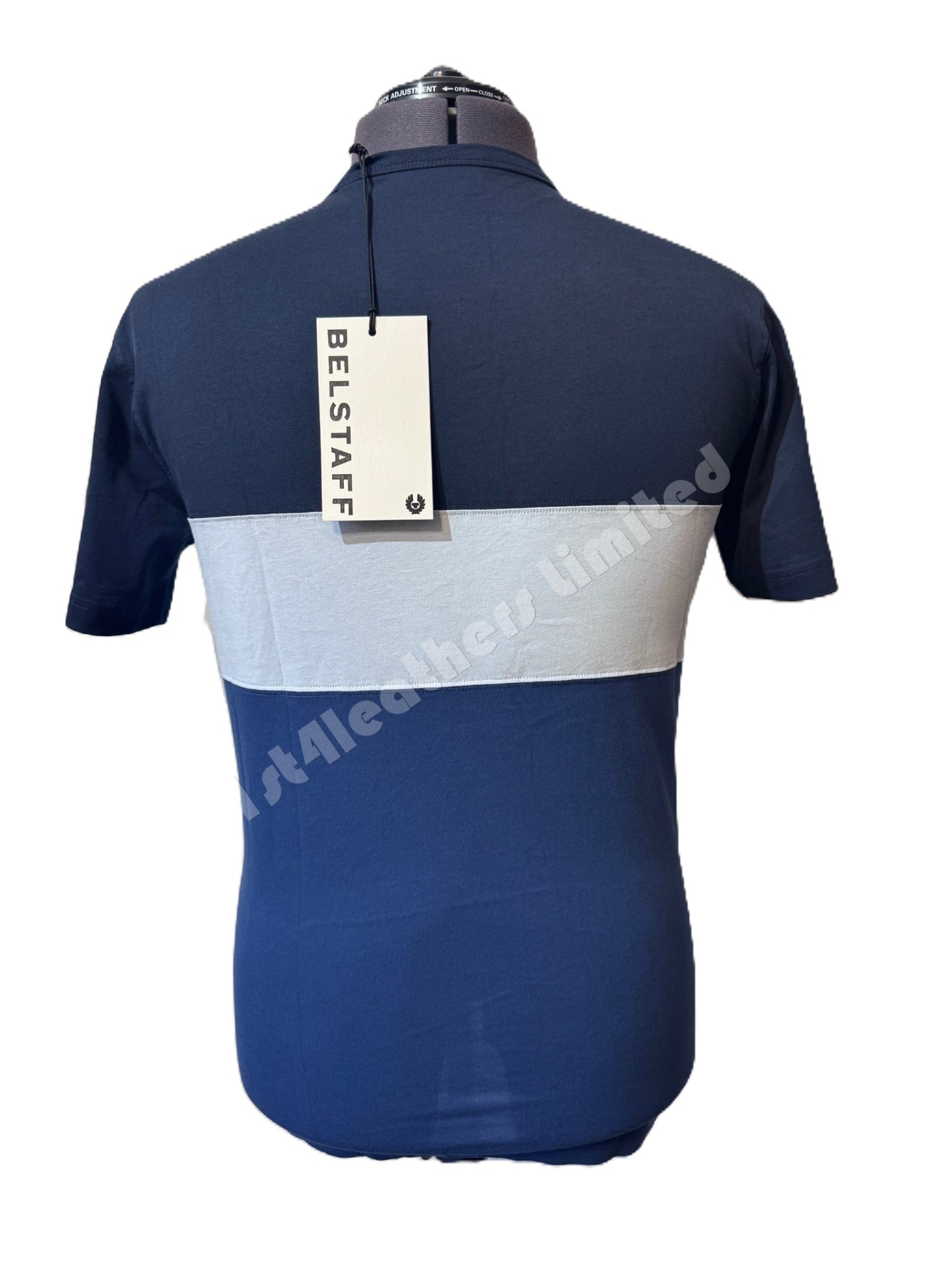 BELSTAFF COLOUR BLOCK COTTON T-SHIRT IN 3 SHADES OF BLUE M RRP £99 BNWT