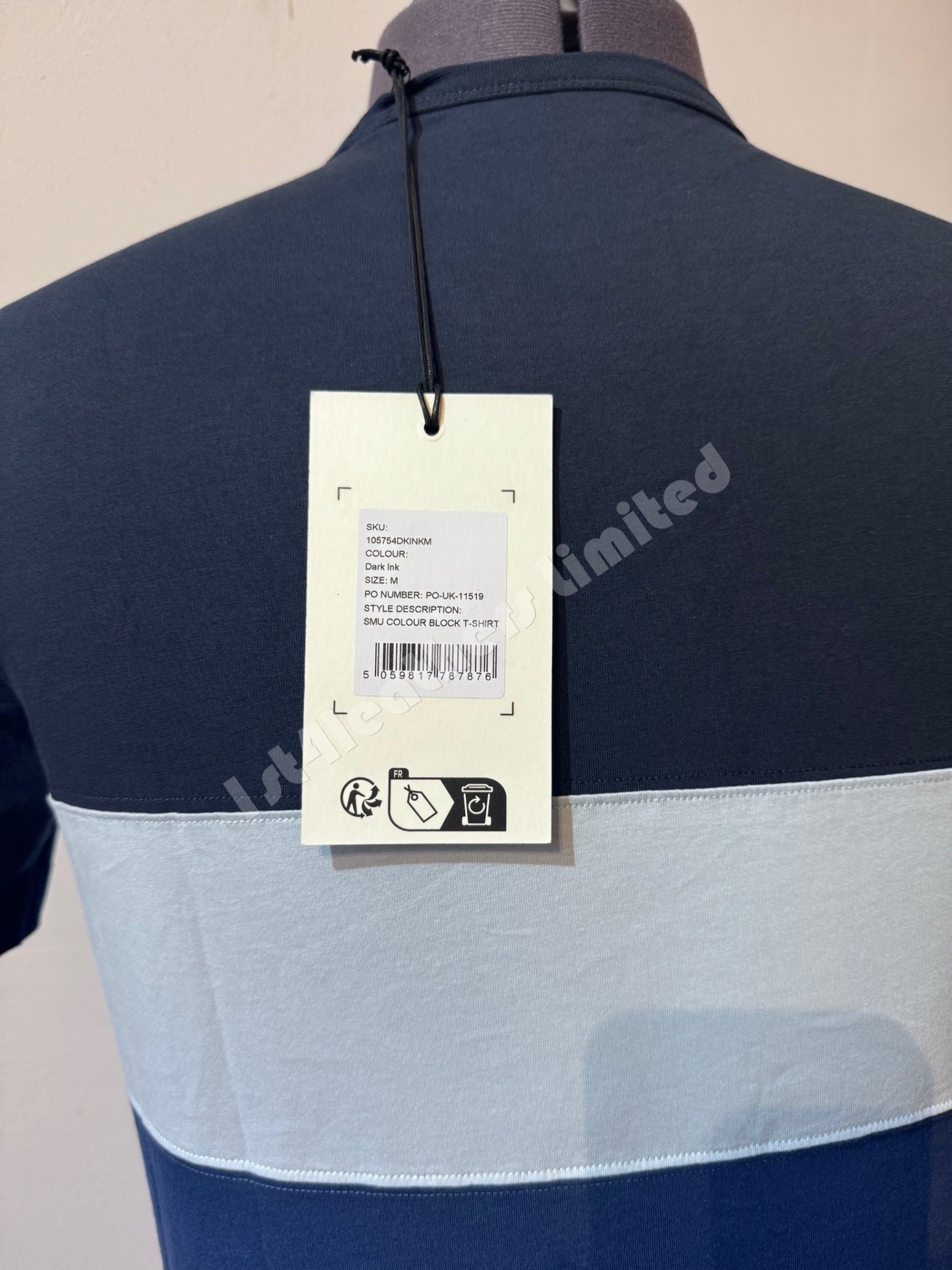 BELSTAFF COLOUR BLOCK COTTON T-SHIRT IN 3 SHADES OF BLUE M RRP £99 BNWT