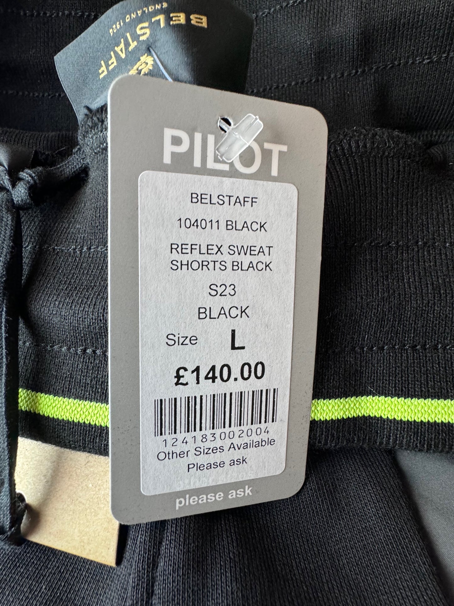 Belstaff Reflex Side Tape Logo Sweatshorts in Black (Large) RRP £140 BNWT
