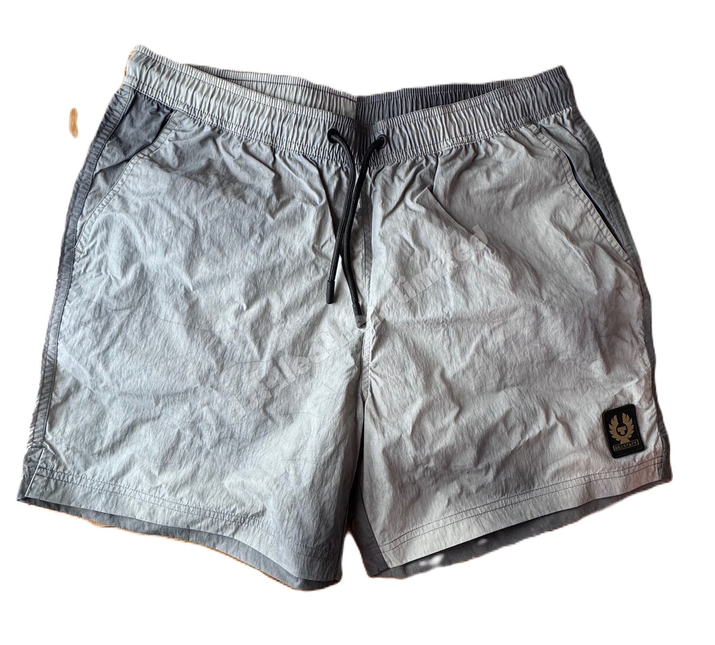 BELSTAFF BREAKER RIPPLE SHELL SHORTS IN WAVE DYE OLD SILVER RRP £175