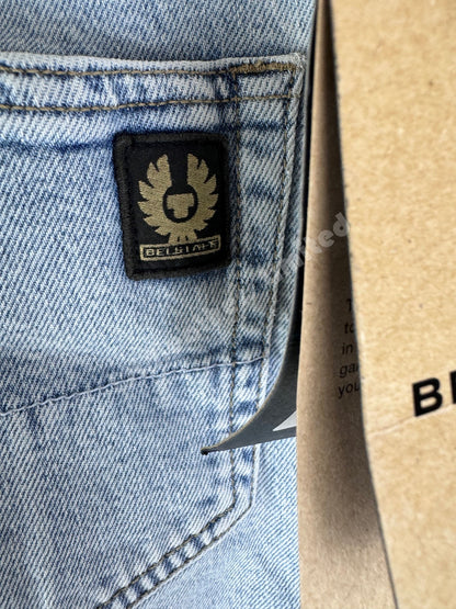 BELSTAFF LONGTON SLIM FIT JEANS LIGHT STONE WASH BLUE 32W 34L (32 LONG) RRP £130
