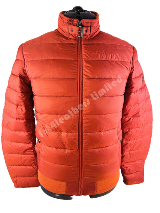 BELSTAFF CIRCUIT DOWN PUFFA BOMBER JACKET TONAL AMBER ORANGE UK38 M RRP £350 NEW