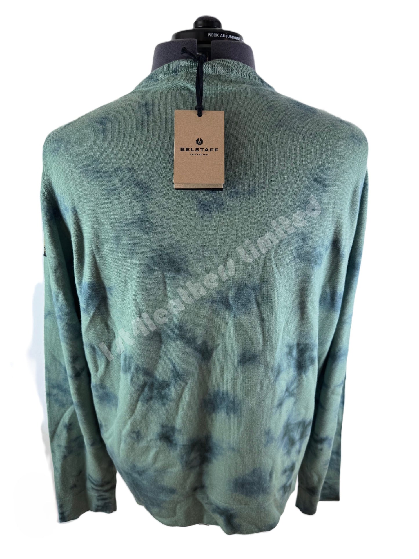 BELSTAFF KENNEDY MERINO WOOL WAVE DYE JUMPER IN GRAPH GREEN RRP £175 BNWT