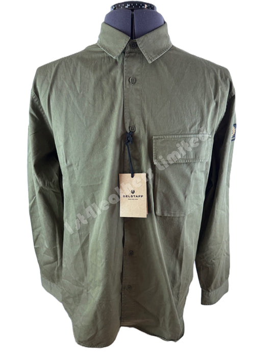 BELSTAFF SCALE COTTON LONG SLEEVE SHIRT TRUE OLIVE 3XL RRP £140 BNWT