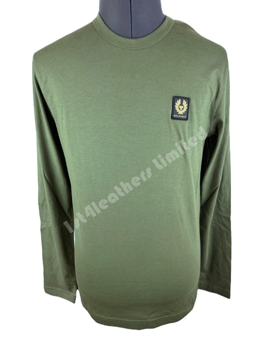 BELSTAFF PHOENIX PATCH LONG SLEEVE T-SHIRT TRUE OLIVE RRP £75 BNWT