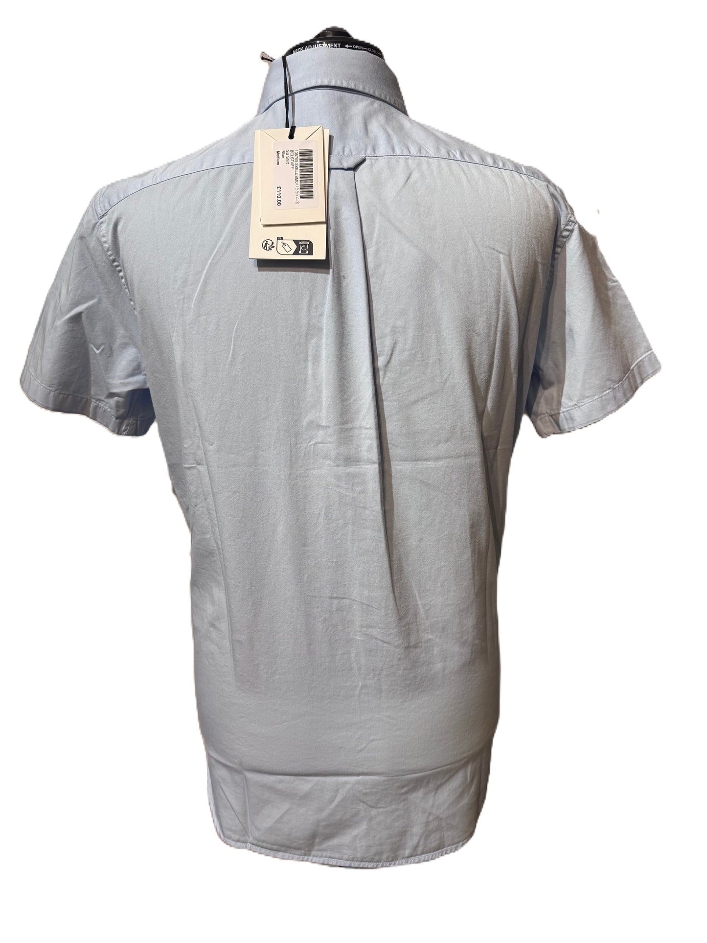 BELSTAFF SMU SHORT SLEEVE COTTON SHIRT SKY BLUE MEDIUM RRP £120 BNWT