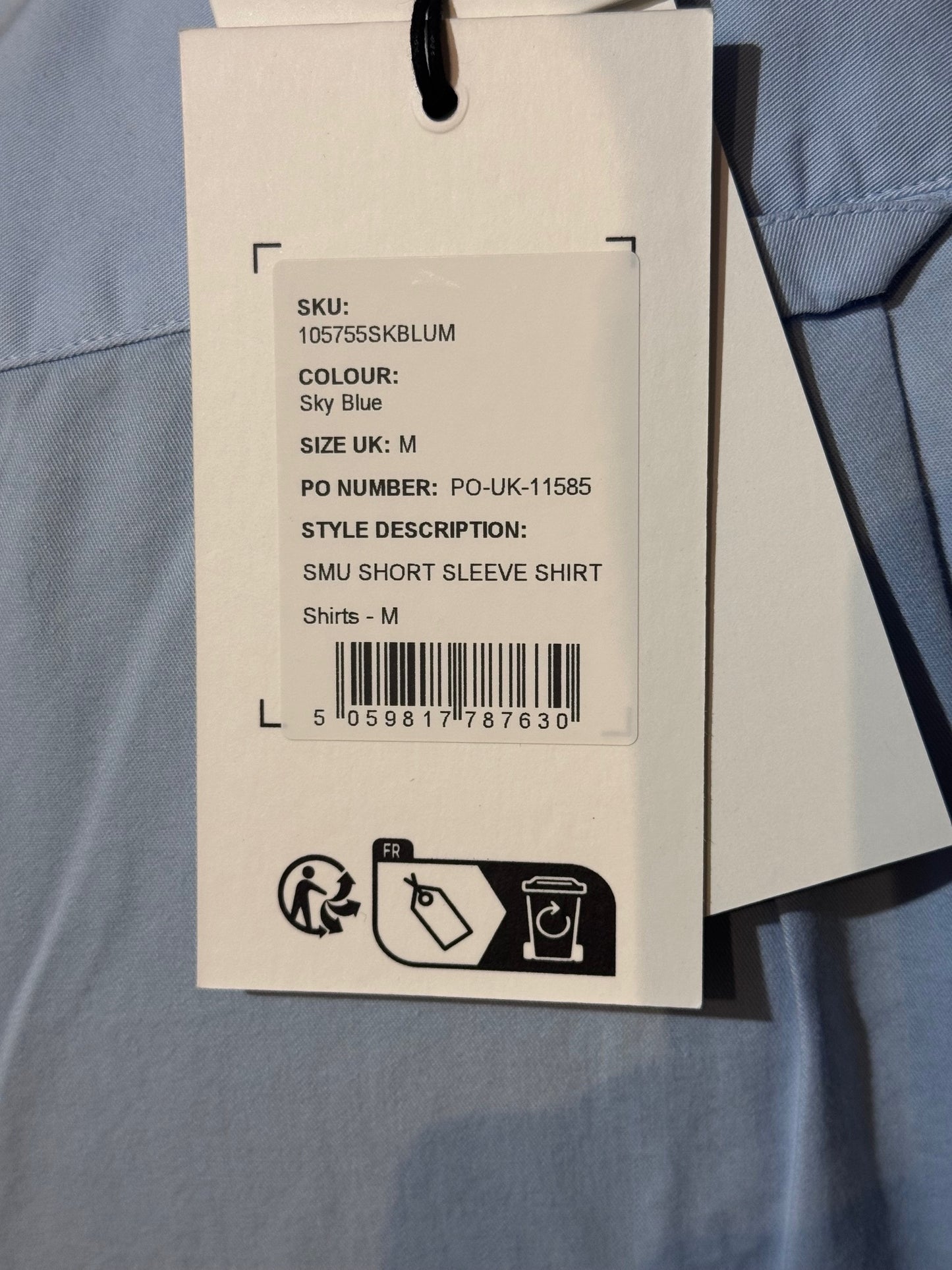 BELSTAFF SMU SHORT SLEEVE COTTON SHIRT SKY BLUE MEDIUM RRP £120 BNWT