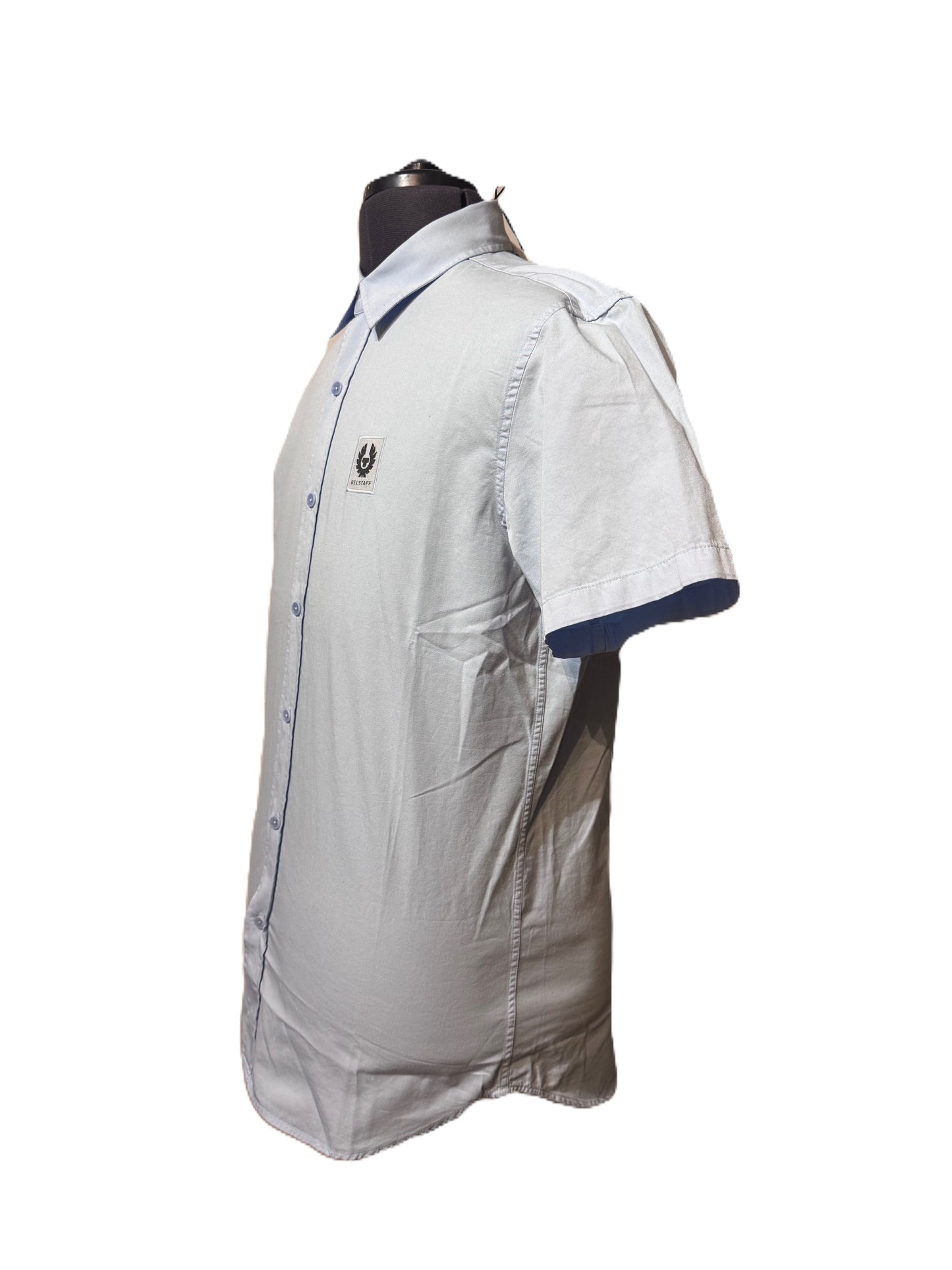 BELSTAFF SMU SHORT SLEEVE COTTON SHIRT SKY BLUE MEDIUM RRP £120 BNWT
