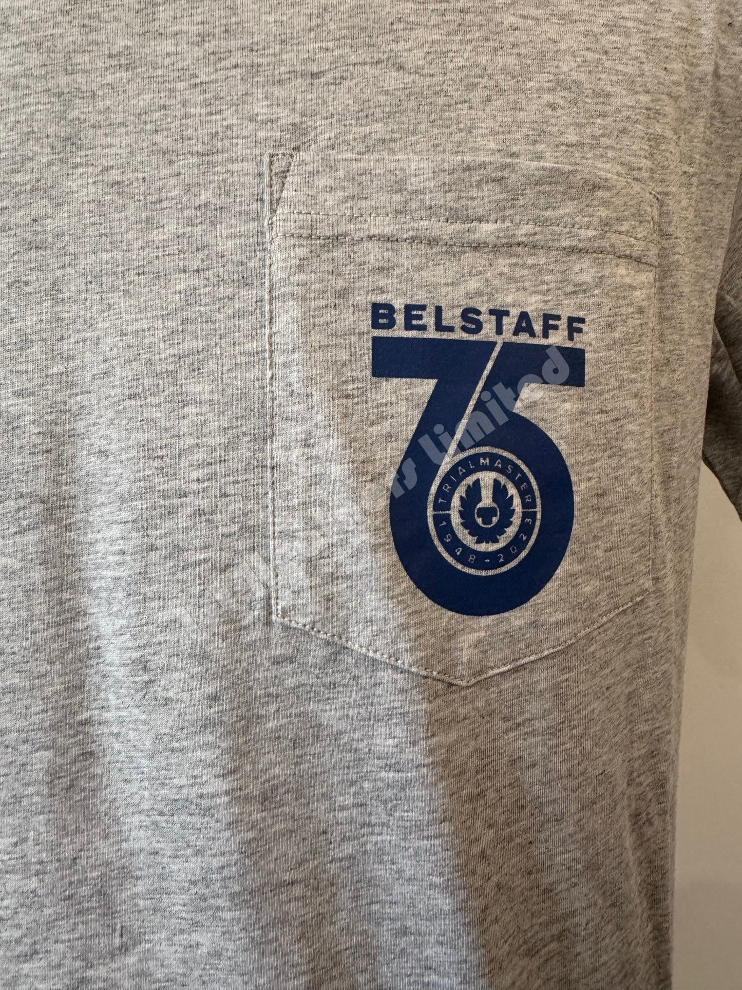 BELSTAFF TRIALMASTER 75 YEARS OLD SILVER HEATHER COTTON T-SHIRT RRP £75 BNWT