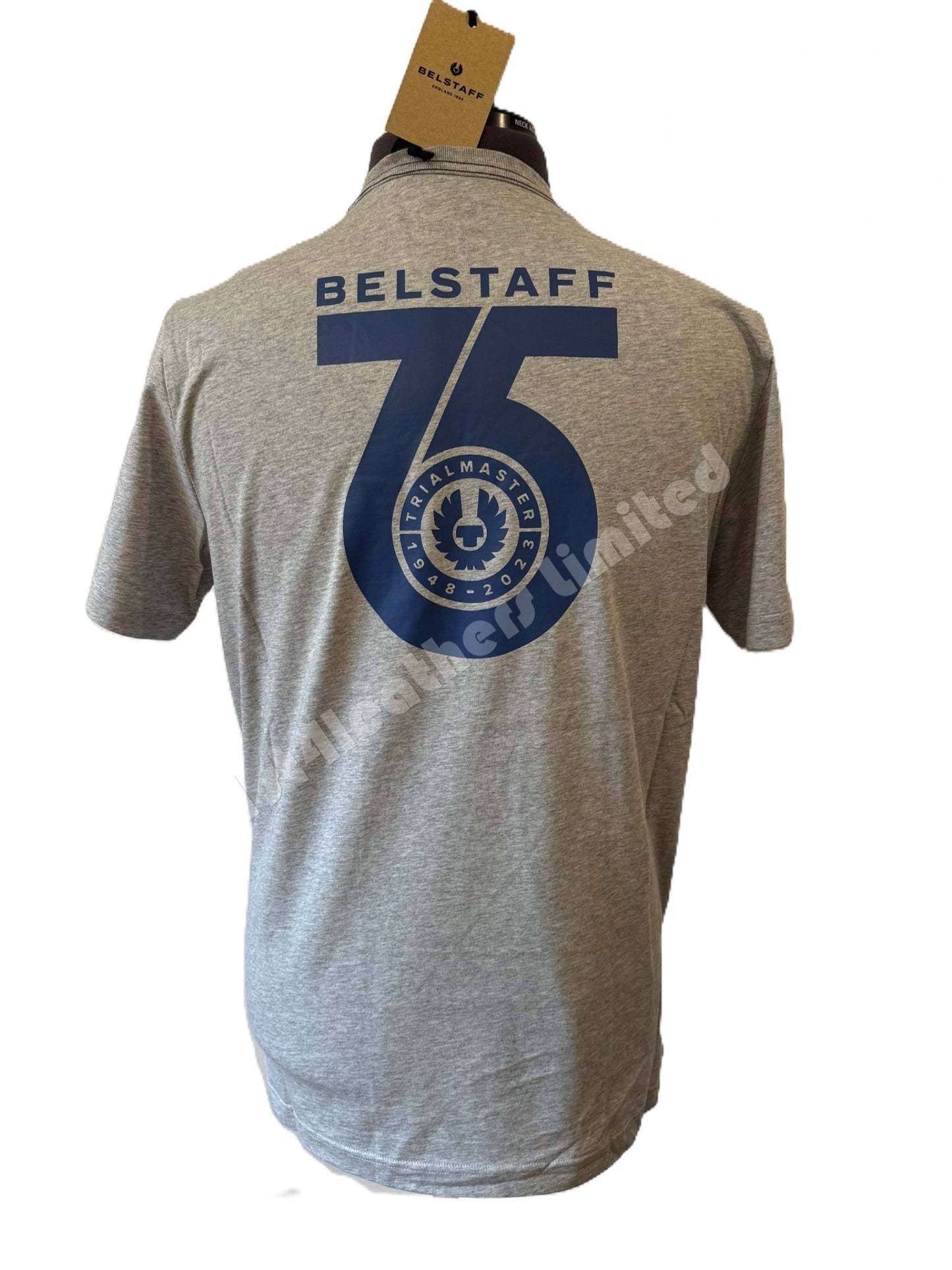 BELSTAFF TRIALMASTER 75 YEARS OLD SILVER HEATHER COTTON T-SHIRT RRP £75 BNWT