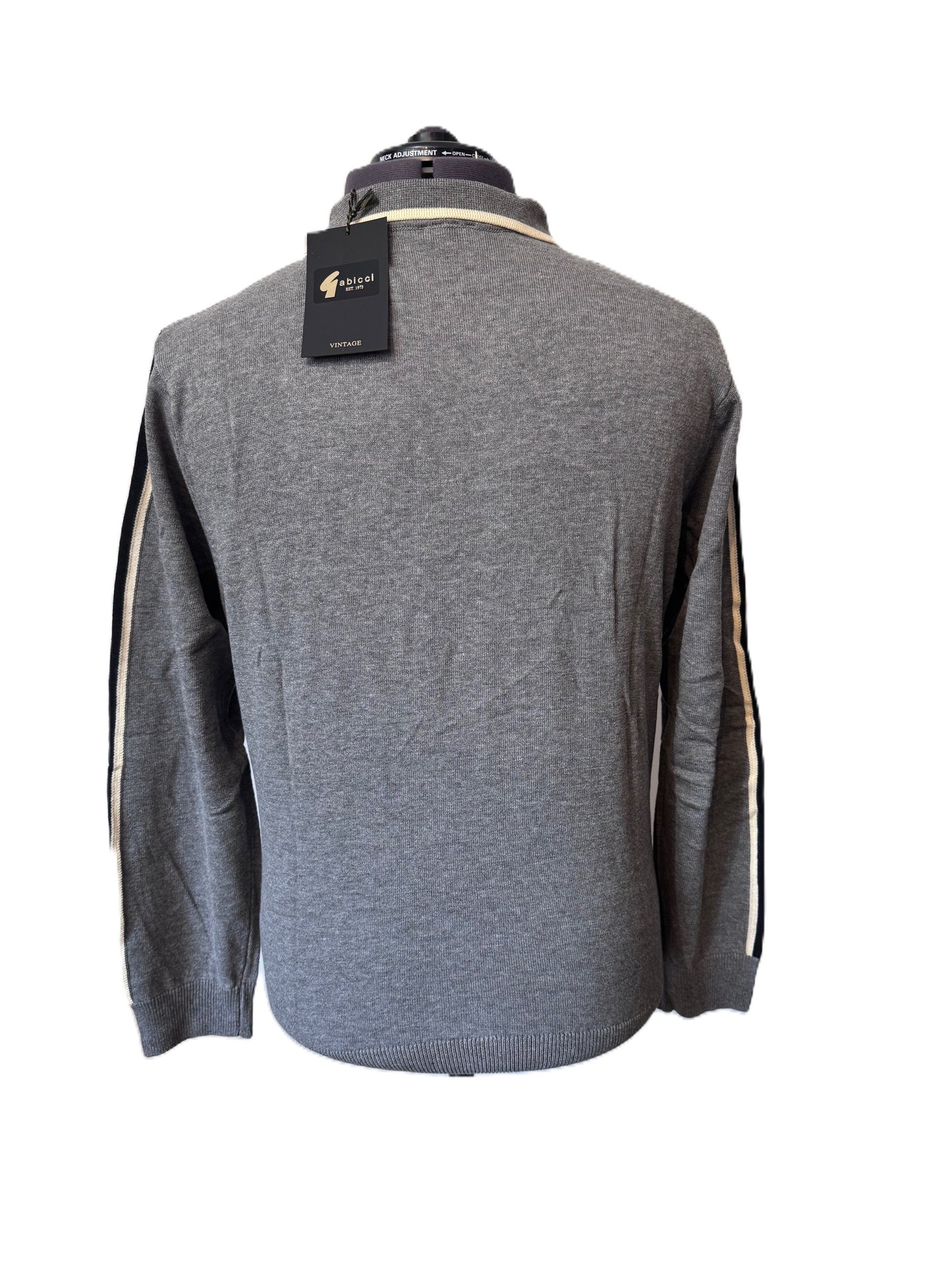 GABICCI VINTAGE ORLANDO LONG SLEEVE COTTON POLO SHIRT JUMPER GREY RRP £75